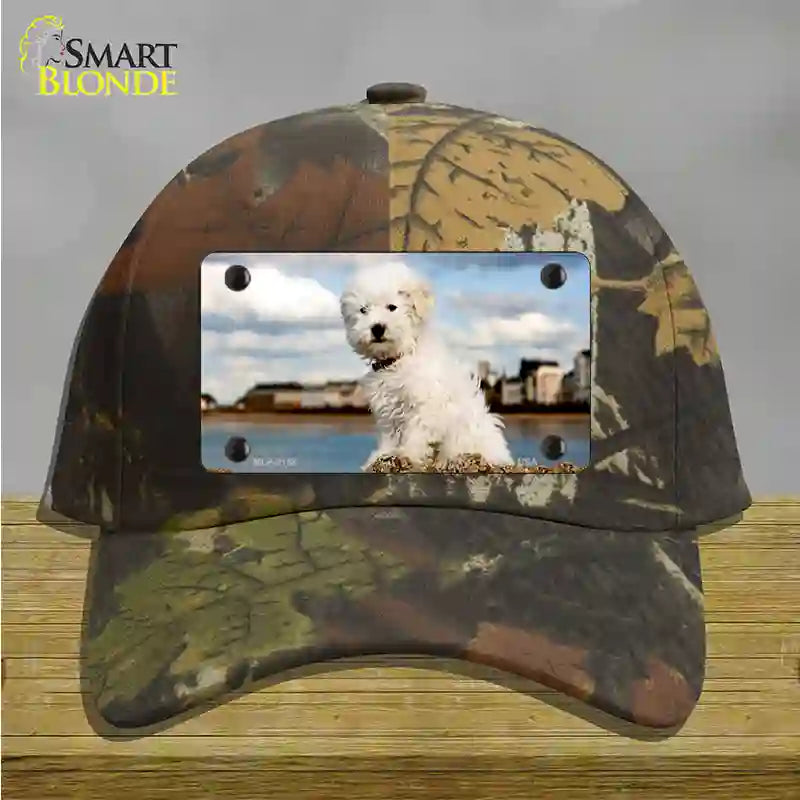 Bichon Frise Dog Novelty License Plate Hat Cotton / Camoflauge