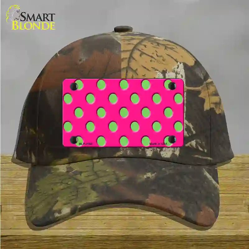 Lime Green Polka Dots Hot Pink Novelty License Plate Hat Cotton / Camoflauge