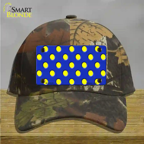 Yellow Polka Dots Royal Blue Novelty License Plate Hat Cotton / Camoflauge