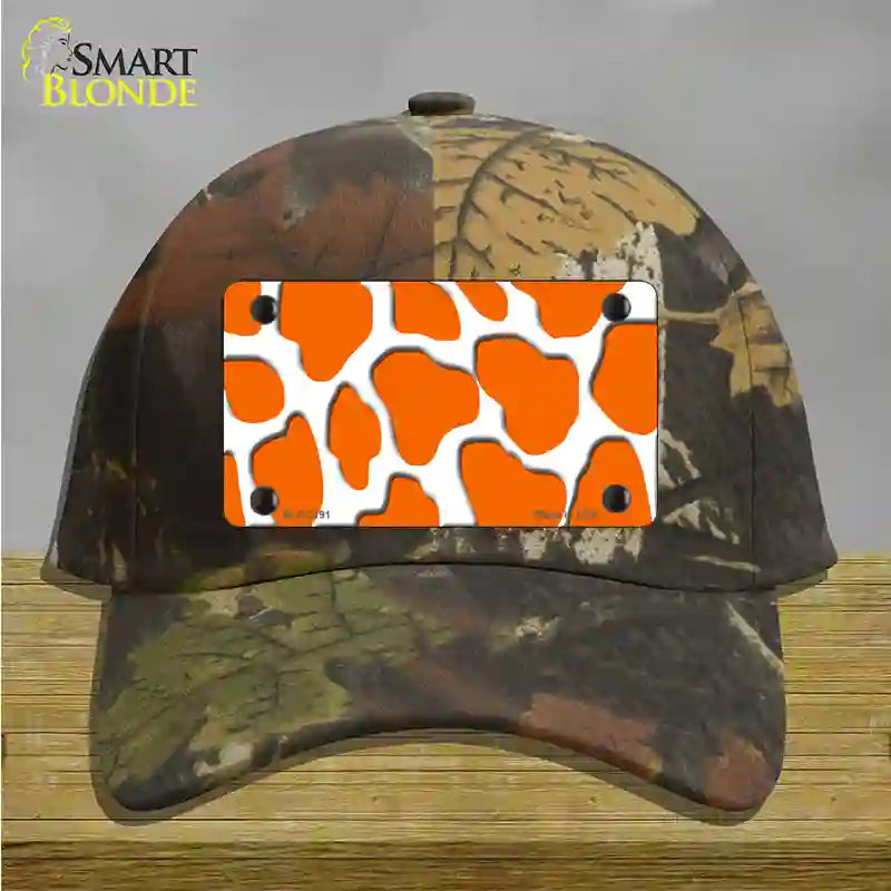 Orange White Giraffe Novelty License Plate Hat Cotton / Camoflauge