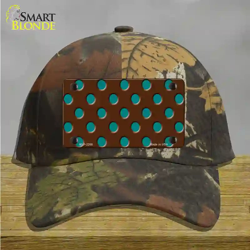 Teal Polka Dots Brown Novelty License Plate Hat Cotton / Camoflauge