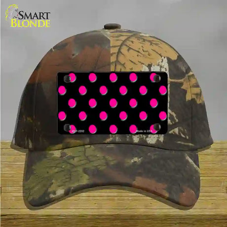 Hot Pink Polka Dots Black Novelty License Plate Hat Cotton / Camoflauge