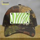 Lime Green White Zebra Novelty License Plate Hat Cotton / Camoflauge