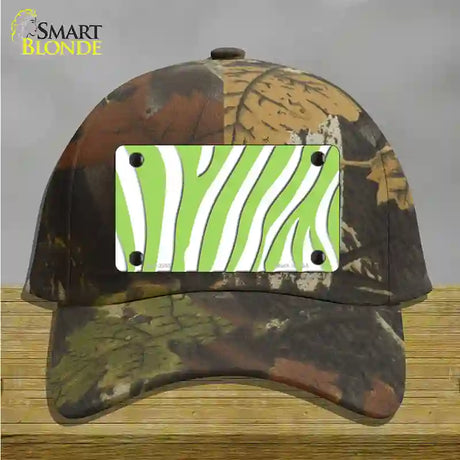 Lime Green White Zebra Novelty License Plate Hat Cotton / Camoflauge