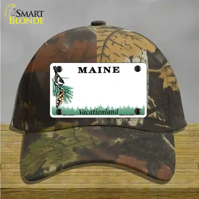 Maine State Blank Novelty License Plate Hat Cotton / Camoflauge