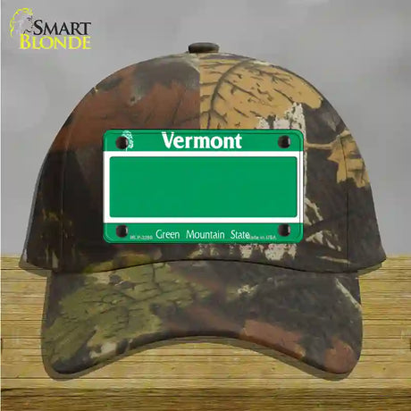 Vermont State Blank Novelty License Plate Hat Cotton / Camoflauge