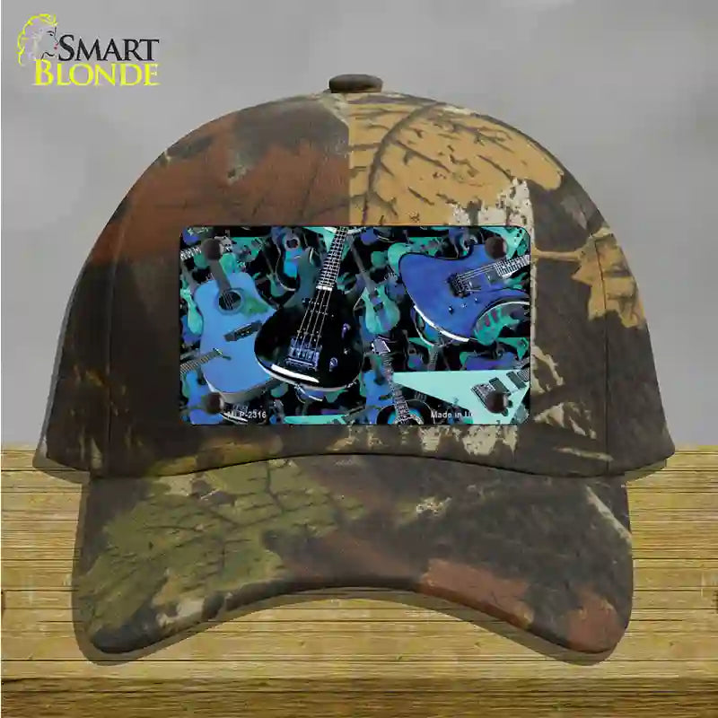 Guitars Blue Novelty License Plate Hat Cotton / Camoflauge