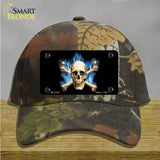 Blue Flame And Crossbones Novelty License Plate Hat Cotton / Camoflauge