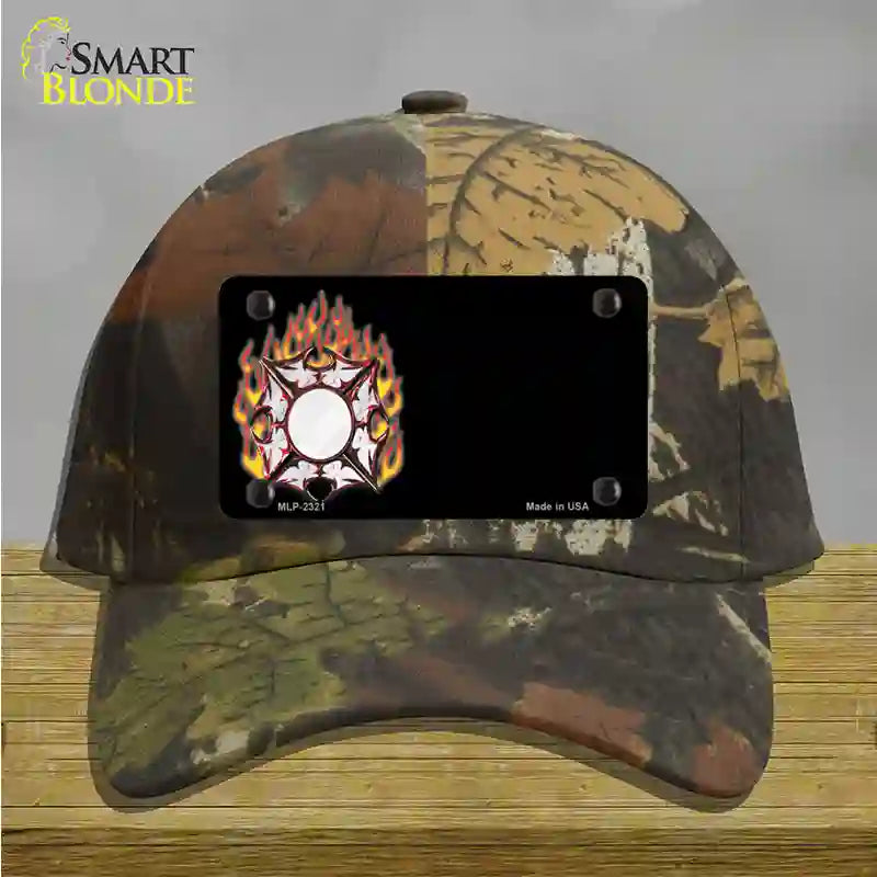 Fire Cross Offset Flat Novelty License Plate Hat Cotton / Camoflauge