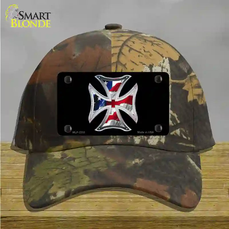 Maltese Cross Flag Novelty License Plate Hat Cotton / Camoflauge