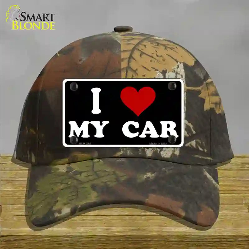 I Love My Car Black Novelty License Plate Hat Cotton / Camoflauge