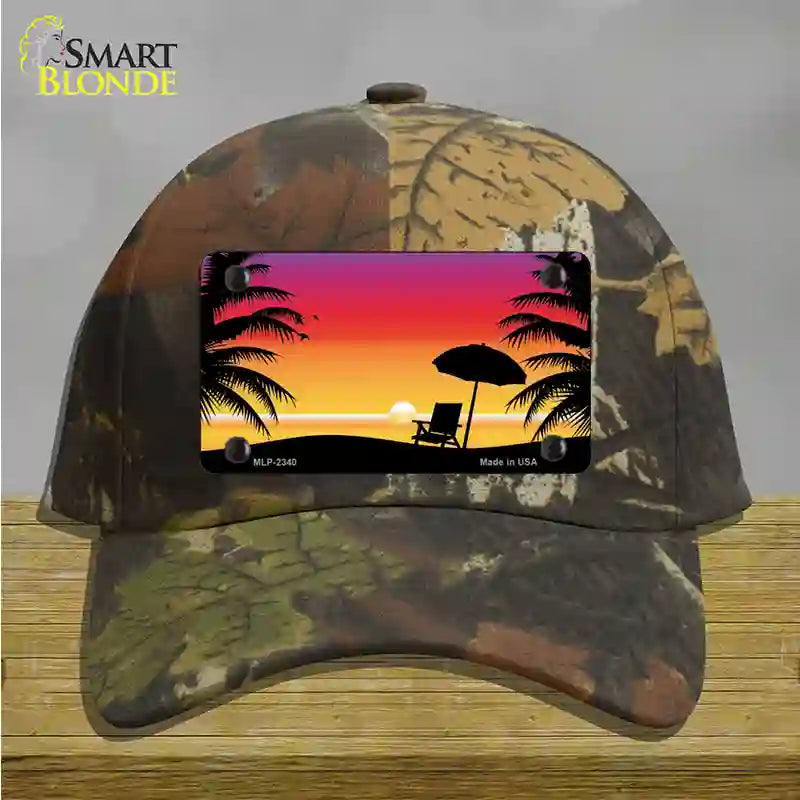 Sunset Beach Novelty License Plate Hat Cotton / Camoflauge