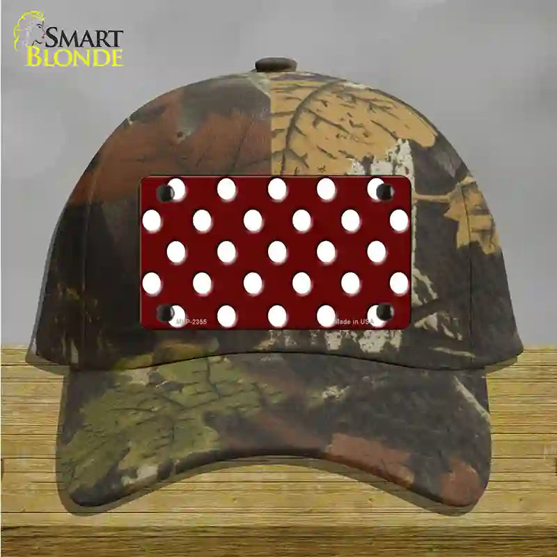 White Polka Dots Burgundy Novelty License Plate Hat Cotton / Camoflauge