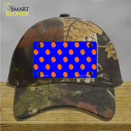 Orange Polka Dots Royal Blue Novelty License Plate Hat Cotton / Camoflauge