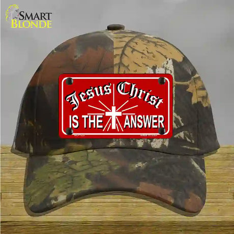 Jesus Christ Is The Answer Novelty License Plate Hat Cotton / Camoflauge