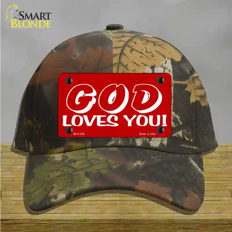 God Loves You Novelty License Plate Hat Cotton / Camoflauge