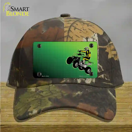 Quad Rider Offset Flat Novelty License Plate Hat Cotton / Camoflauge