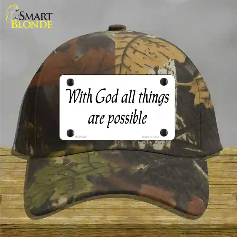 All Things Possible Novelty License Plate Hat Cotton / Camoflauge