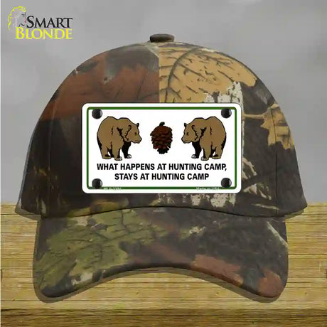 What Happens At Camp Novelty License Plate Hat Cotton / Camoflauge