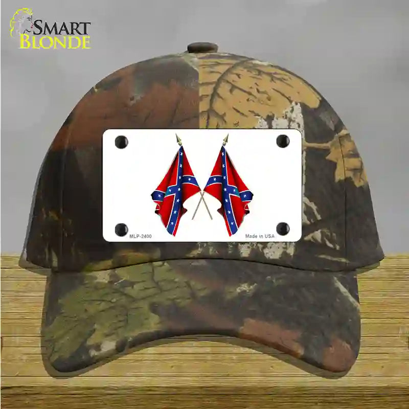 Confederate Crossed Flags Novelty License Plate Hat Cotton / Camoflauge