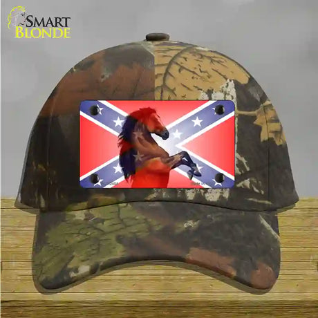 Confederate Flag Stallion Horse Novelty License Plate Hat Cotton / Camoflauge