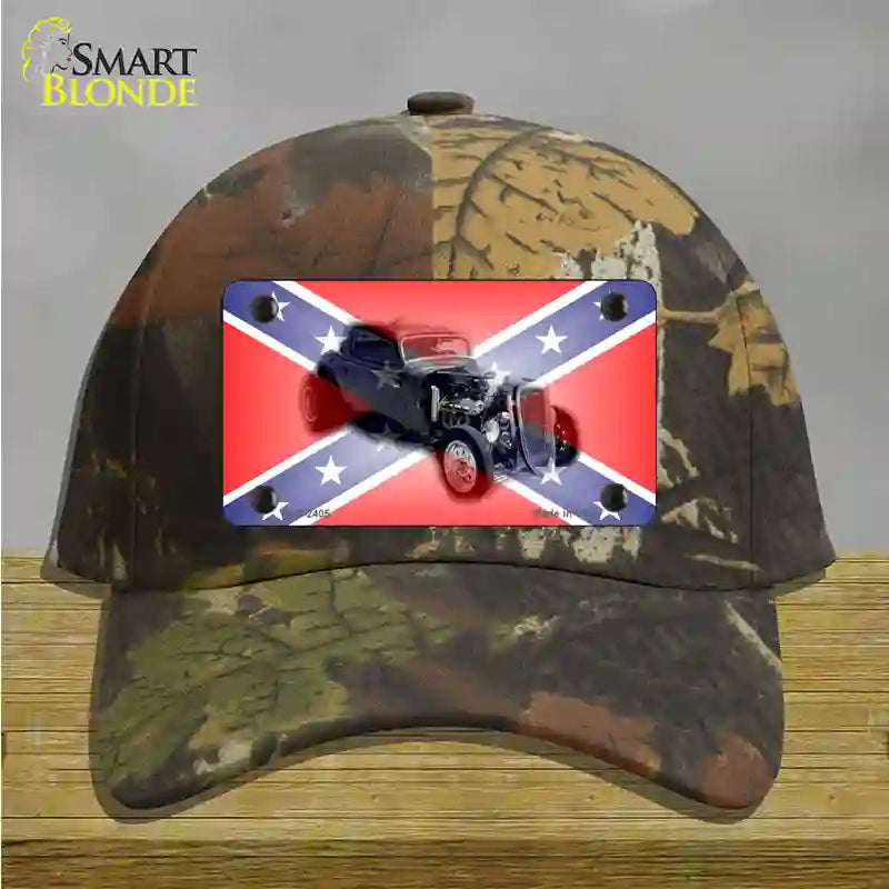 Confederate Flag Hot Rod Novelty License Plate Hat Cotton / Camoflauge