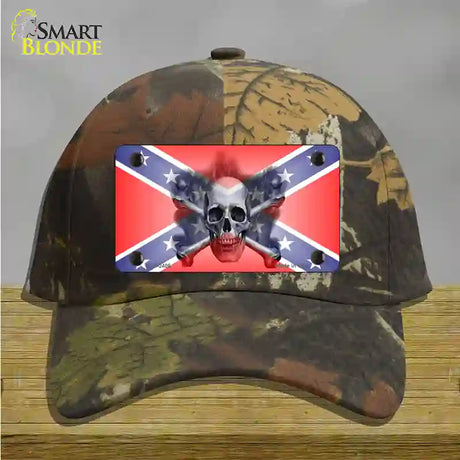 Confederate Flag Skull Novelty License Plate Hat Cotton / Camoflauge