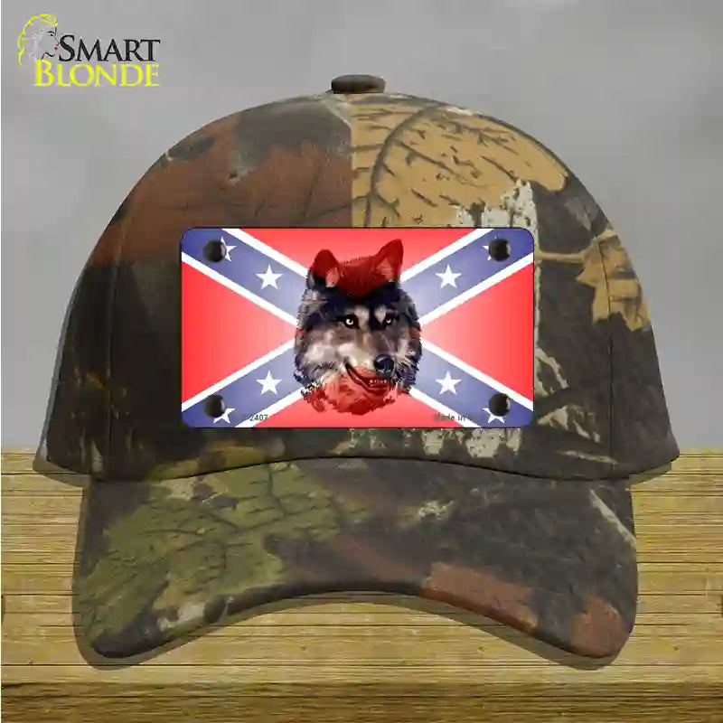 Confederate Flag Faded Wolf Novelty License Plate Hat Cotton / Camoflauge