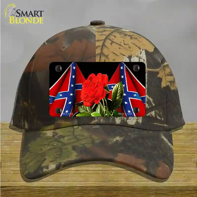 Rebel Rose Novelty License Plate Hat Cotton / Camoflauge