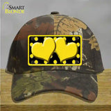 Yellow Black Polka Dot Yellow Center Hearts Novelty License Plate Hat Cotton / Camoflauge