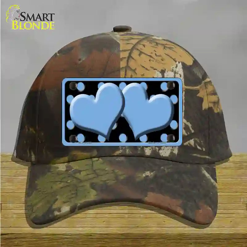 Light Blue Black Polka Dot Light Blue Centered Hearts Novelty License Plate Hat Cotton / Camoflauge