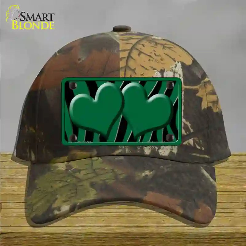 Green Black Zebra Green Centered Hearts Novelty License Plate Hat Cotton / Camoflauge