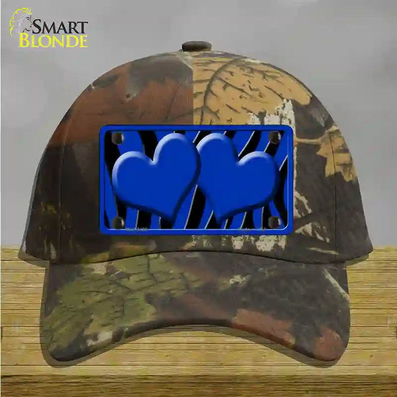 Blue Black Zebra Blue Centered Hearts Novelty License Plate Hat Cotton / Camoflauge