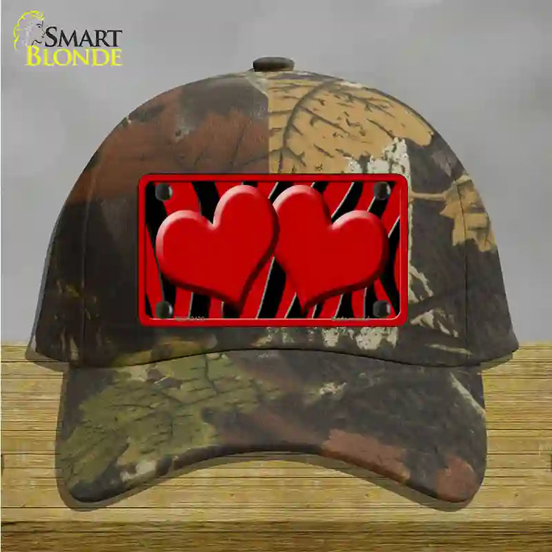 Red Black Zebra Red Centered Hearts Novelty License Plate Hat Cotton / Camoflauge