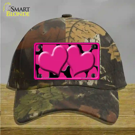 Pink Black Giraffe Pink Centered Hearts Novelty License Plate Hat Cotton / Camoflauge