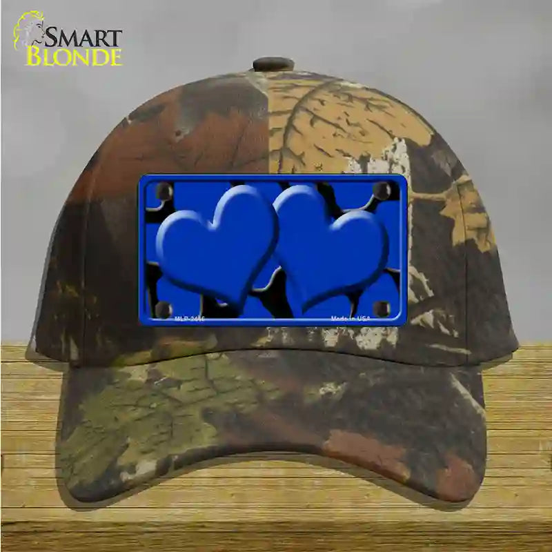 Blue Black Giraffe Blue Centered Hearts Novelty License Plate Hat Cotton / Camoflauge