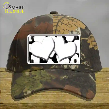 White Black Giraffe White Centered Hearts Novelty License Plate Hat Cotton / Camoflauge