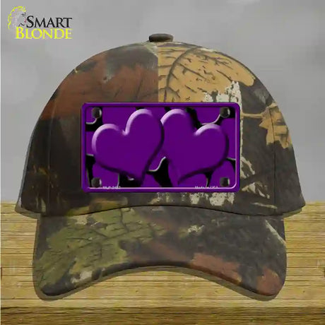 Purple Black Giraffe Purple Centered Hearts Novelty License Plate Hat Cotton / Camoflauge