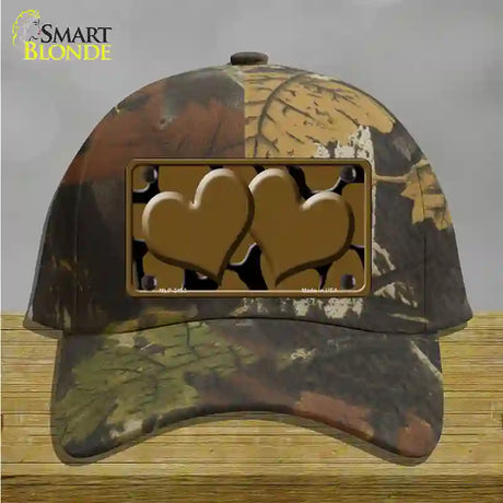 Brown Black Giraffe Brown Centered Hearts Novelty License Plate Hat Cotton / Camoflauge