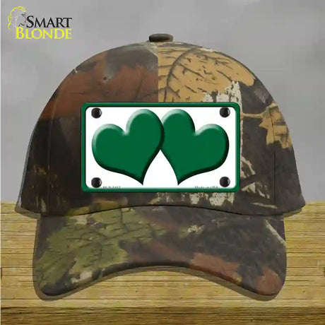 Solid Green Centered Hearts White Novelty License Plate Hat Cotton / Camoflauge