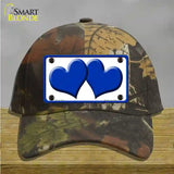 Solid Blue Centered Hearts White Novelty License Plate Hat Cotton / Camoflauge