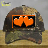 Solid Orange Centered Hearts Black Novelty License Plate Hat Cotton / Camoflauge