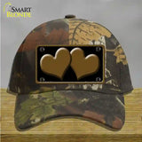 Solid Brown Centered Hearts Black Novelty License Plate Hat Cotton / Camoflauge