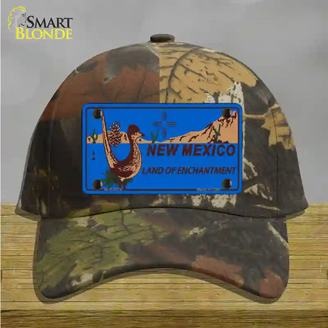 Roadrunner Blue New Mexico Novelty License Plate Hat Cotton / Camoflauge