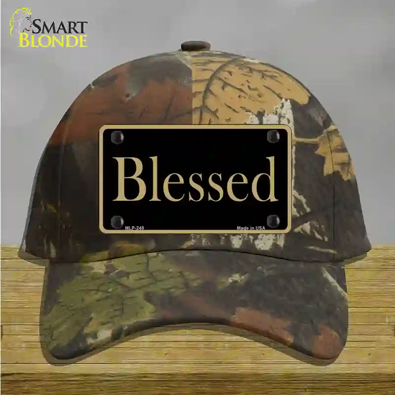 Blessed Gold Novelty License Plate Hat Cotton / Camoflauge