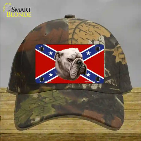 Confederate Flag Bulldog Novelty License Plate Hat Cotton / Camoflauge