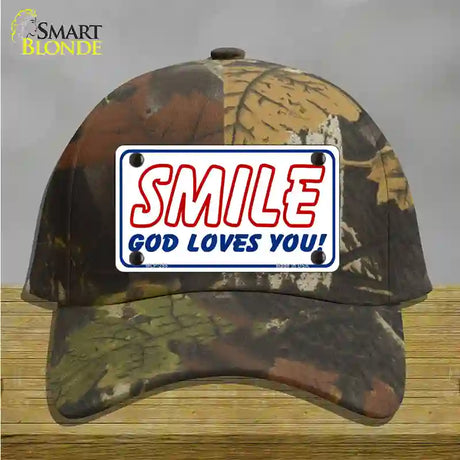 Smile God Loves You Novelty License Plate Hat Cotton / Camoflauge