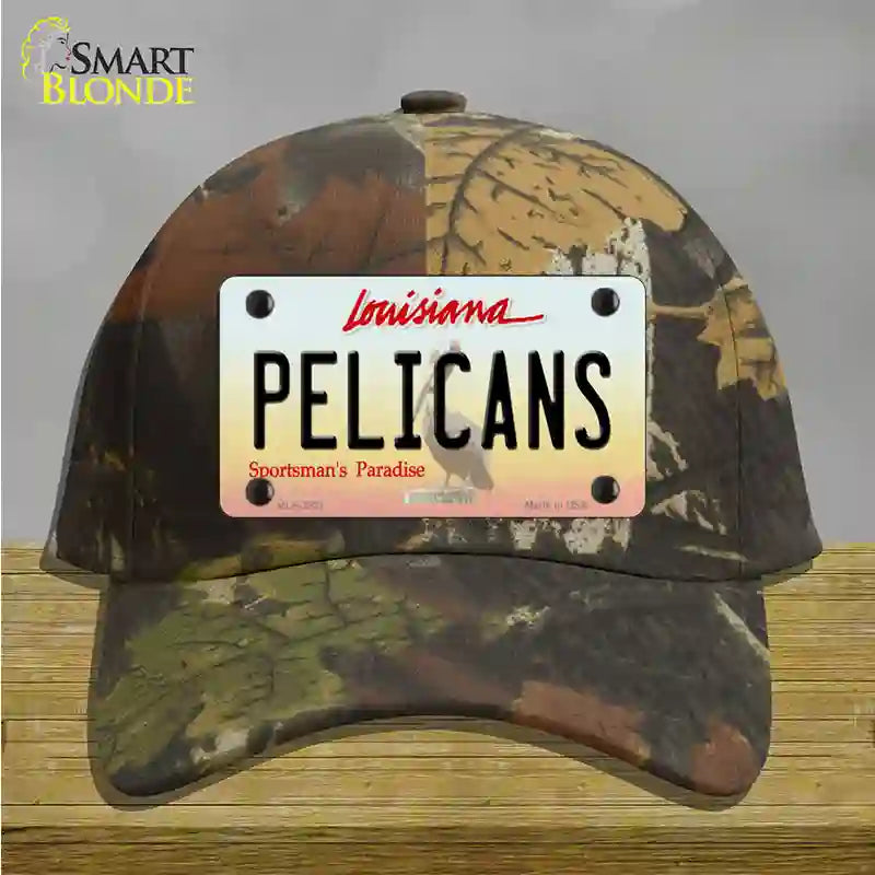 Pelicans Louisiana State Novelty License Plate Hat Cotton / Camoflauge