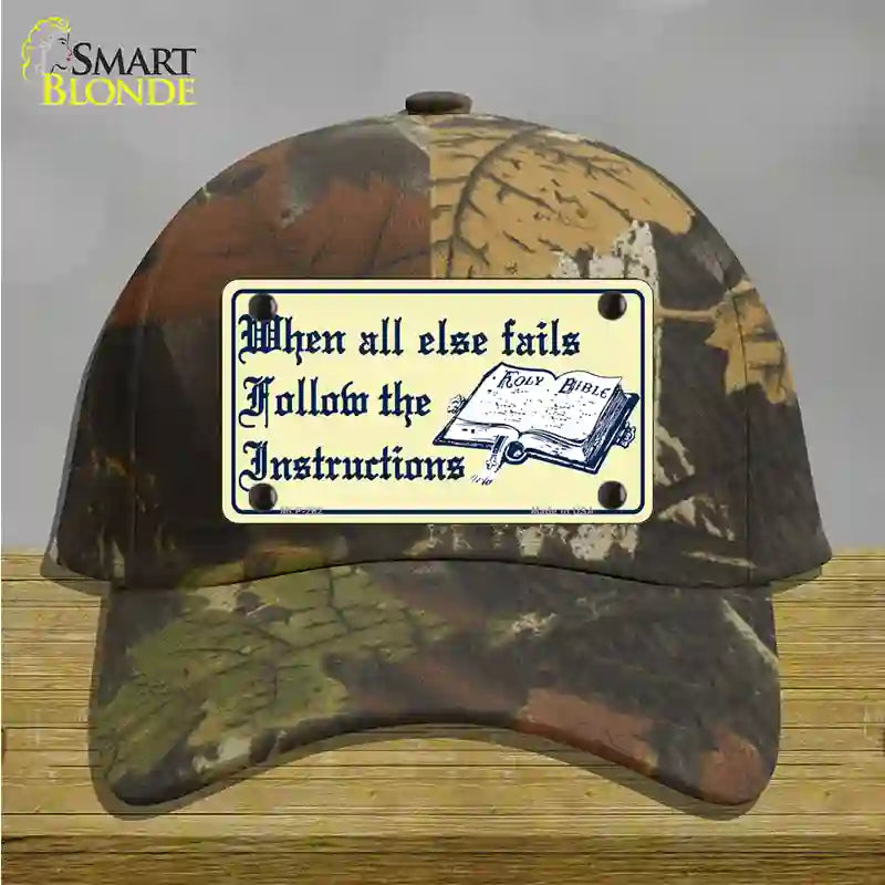 Follow Instructions Novelty License Plate Hat Cotton / Camoflauge