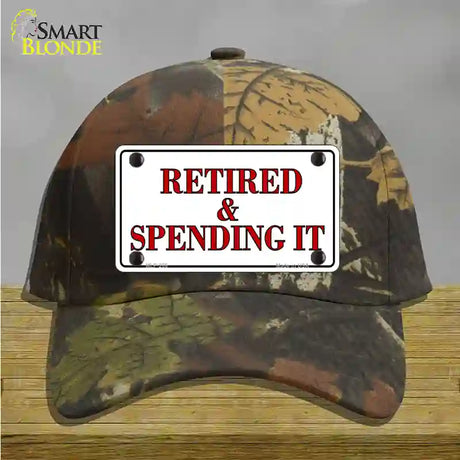 Retired And Spending It Novelty License Plate Hat Cotton / Camoflauge